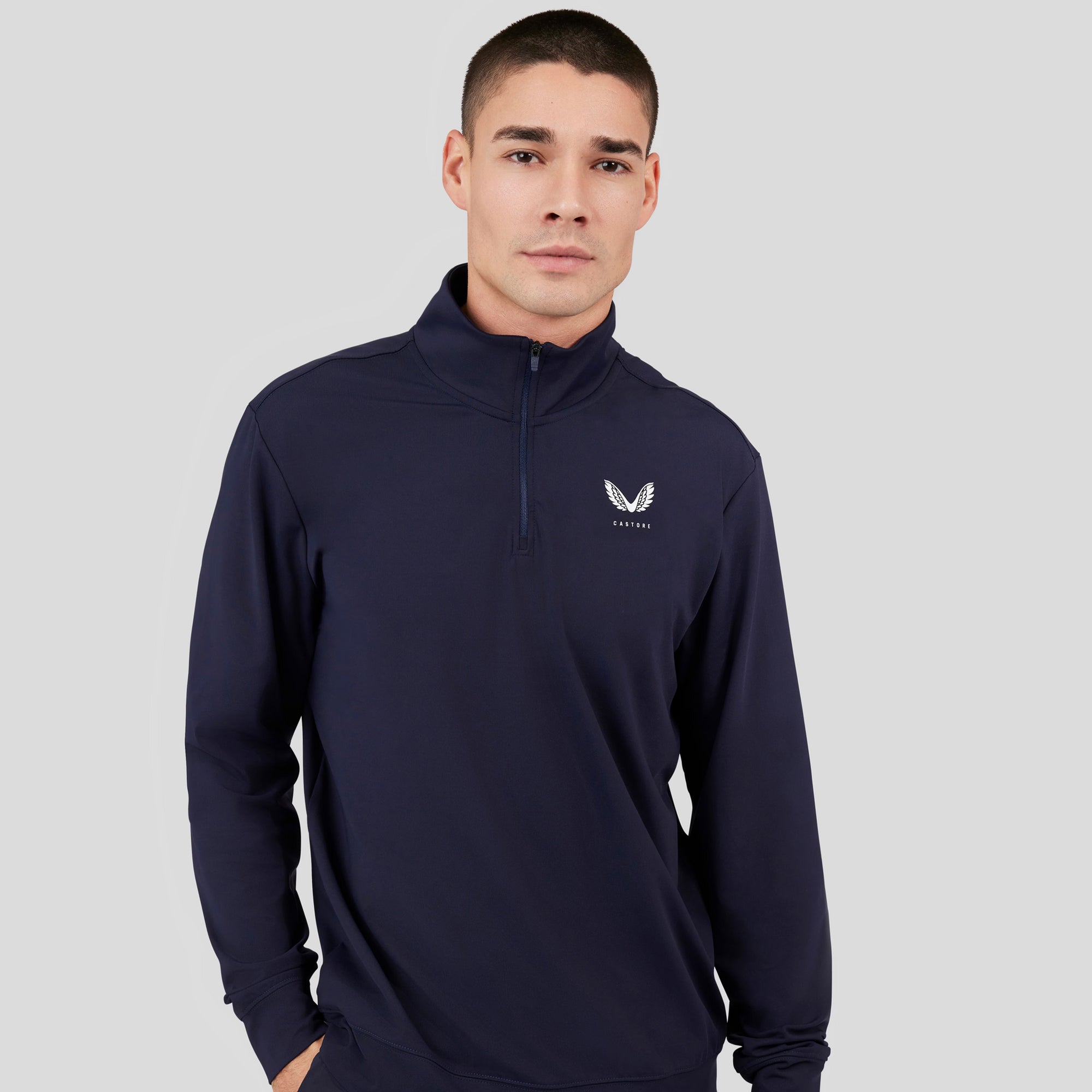 Castore Classic Zip Mock Neck Mens Golf Mid Layer Mid Night Navy